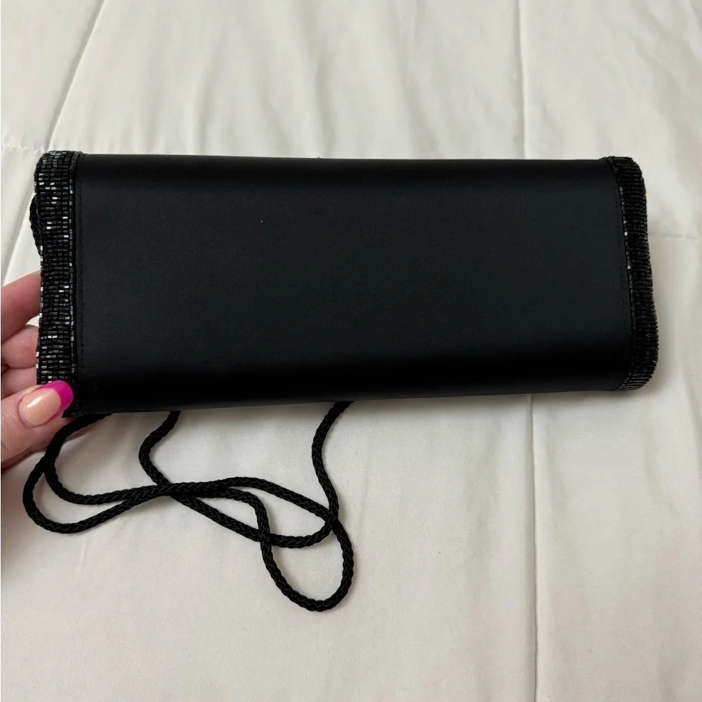 VTG Preston & York Elegant Beaded Satin Black Evening Clutch Shoulder Bag 90’s - Picture 9 of 15